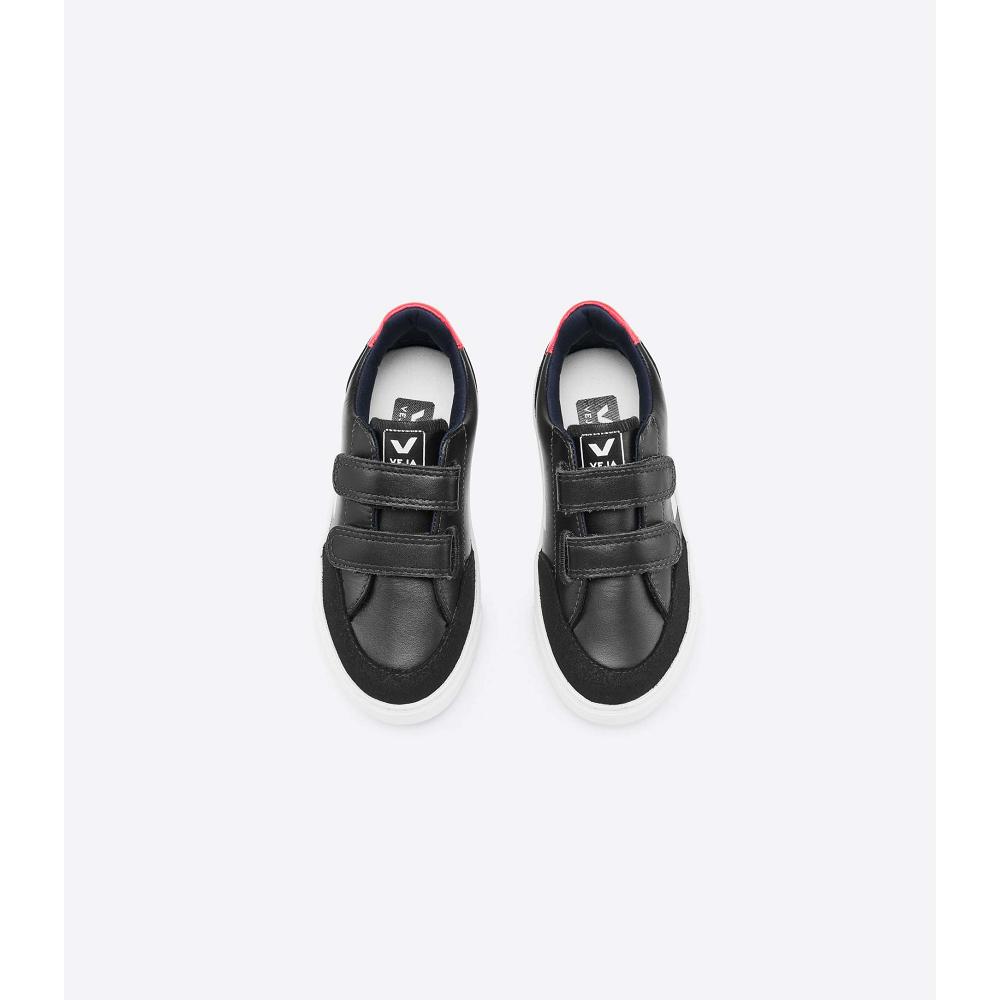 Veja V-12 LEATHER Kids' Sneakers Black/White | CA 870QMA